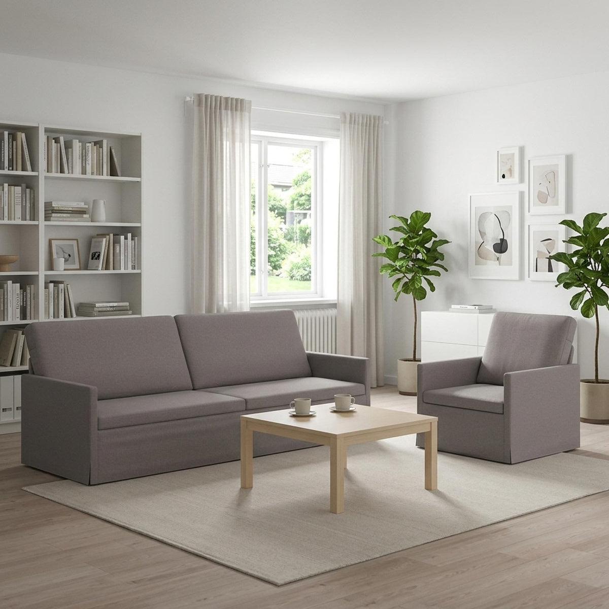 Σετ Καναπέ 2 pcs Taupe Ύφασμα