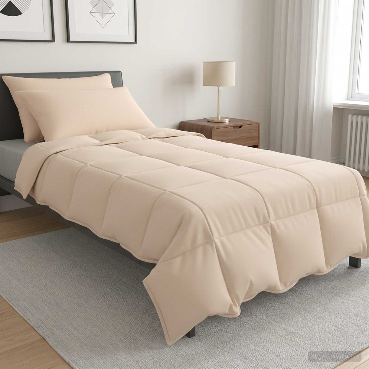 Σετ Παπλωμάτων 2 τμχ. 135 x 220 εκ. 250 gsm Φυσικός Καπόκ Μπεζ - Pakobazaar