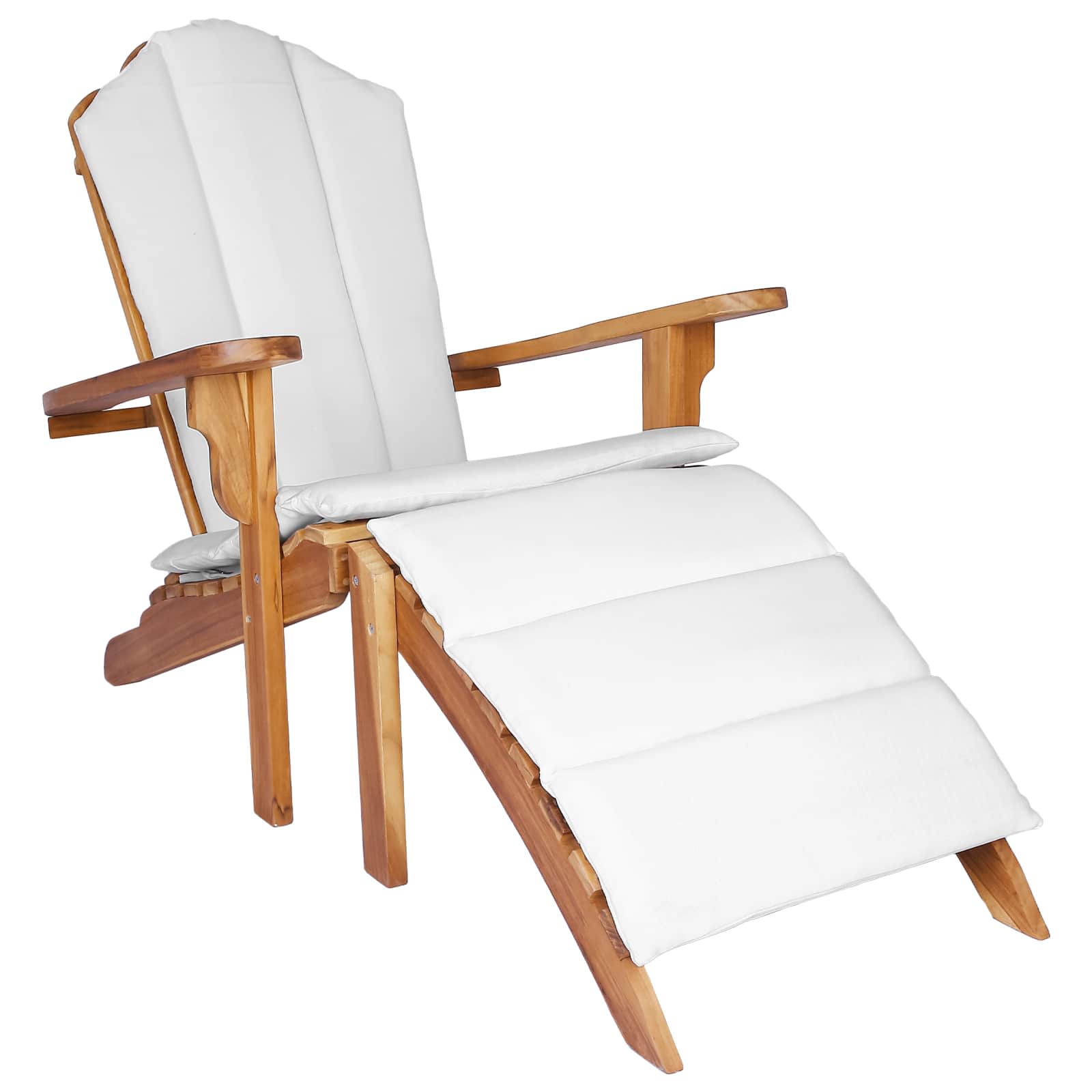 Καρέκλα Adirondack Κήπου με Υποπόδιο Φυσικό Στερεό Ξύλο Τίκ