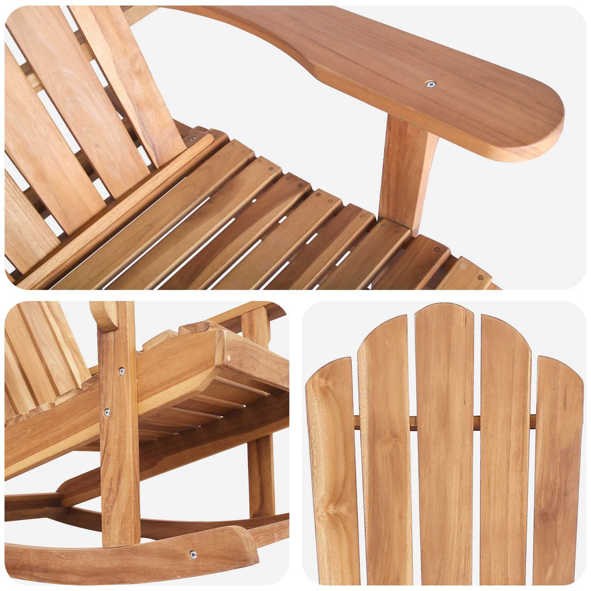 Καρέκλα κήπου Adirondack με κίνηση Φυσικό Μασίφ ξύλο teak - Pakobazaar