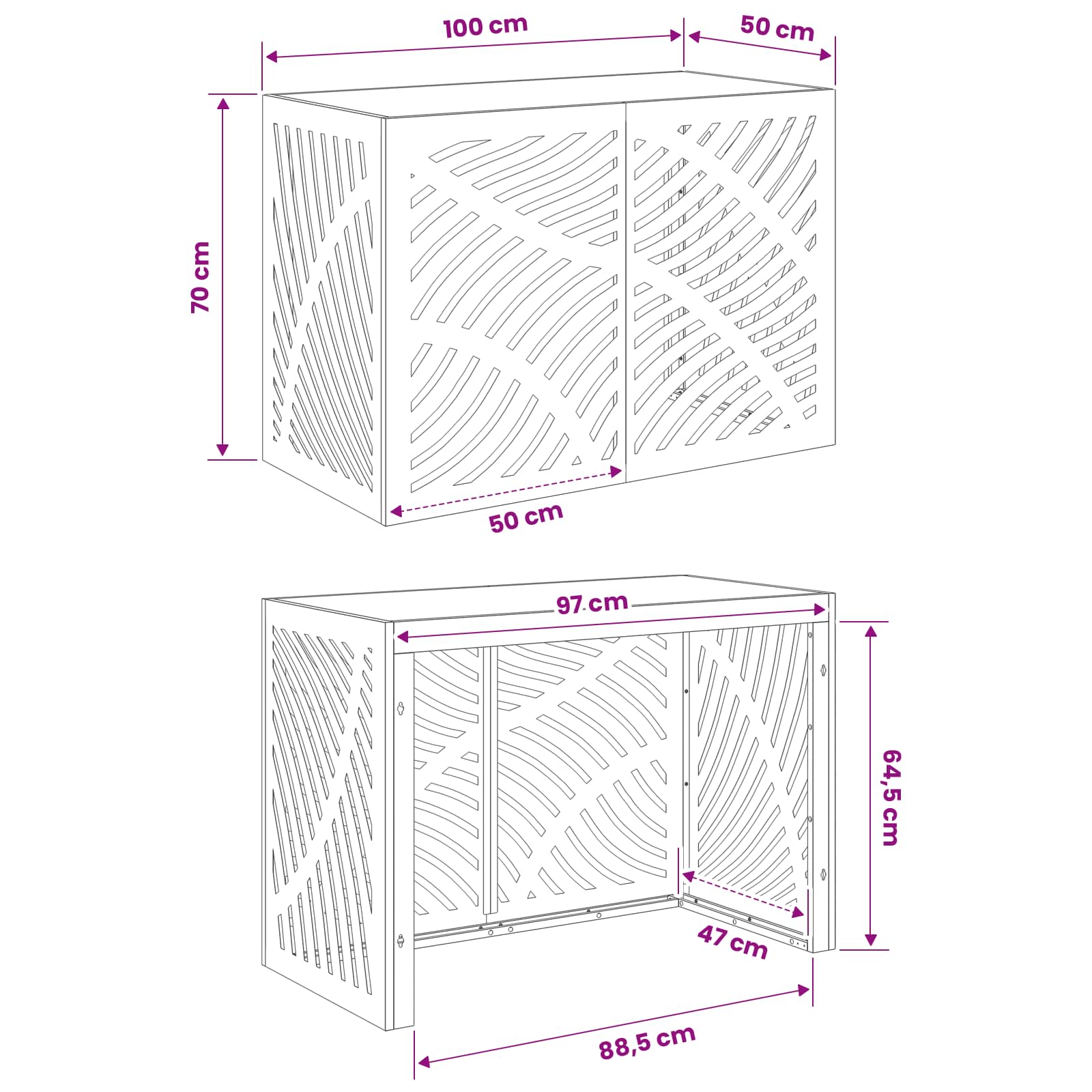 Κάλυμμα κλιματιστικού Ασημί 100 x 50 x 70 cm Ανοξείδωτο Ατσάλι