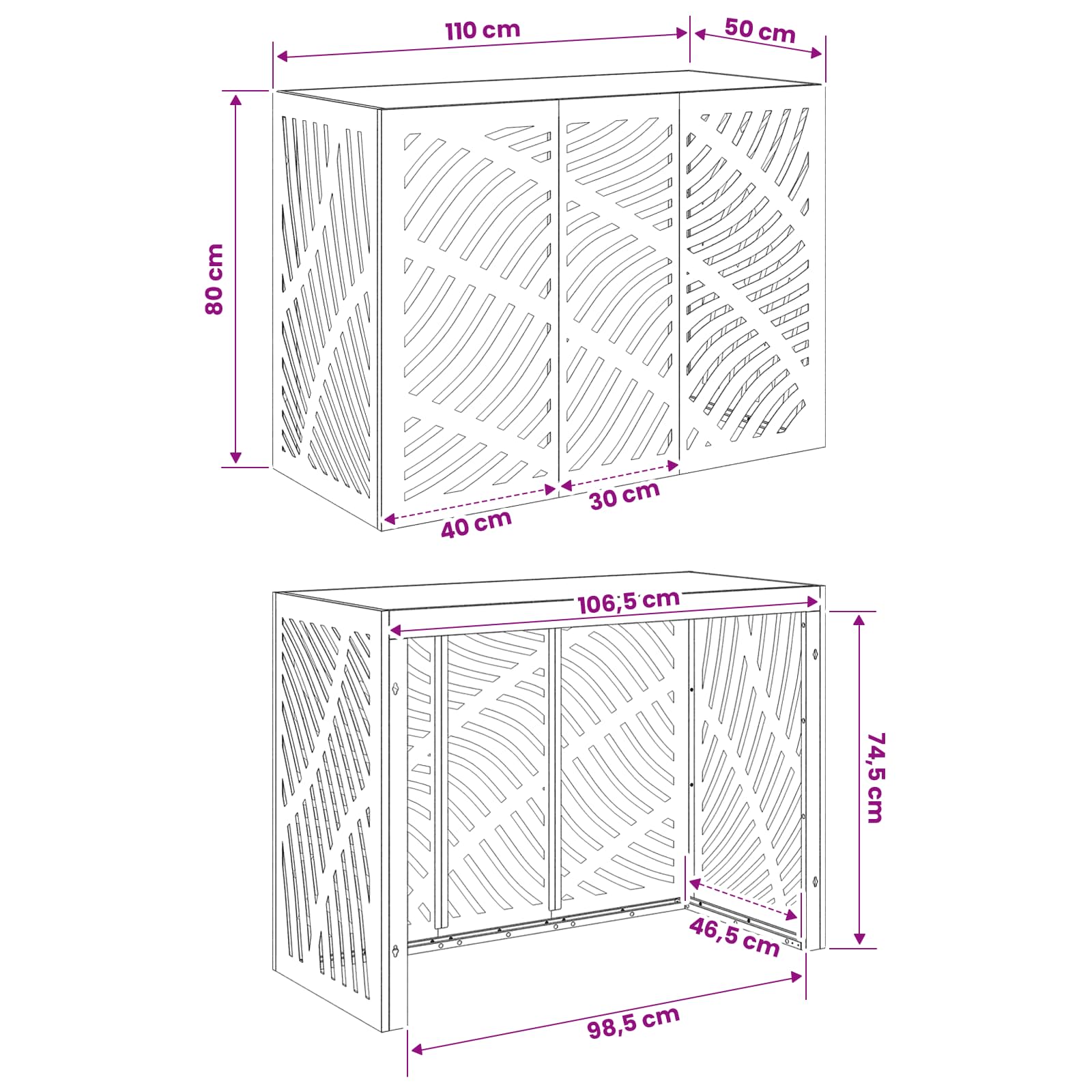 Κάλυμμα κλιματιστικού Ανθρακί 110 x 50 x 80 cm Ατσάλι - Pakobazaar