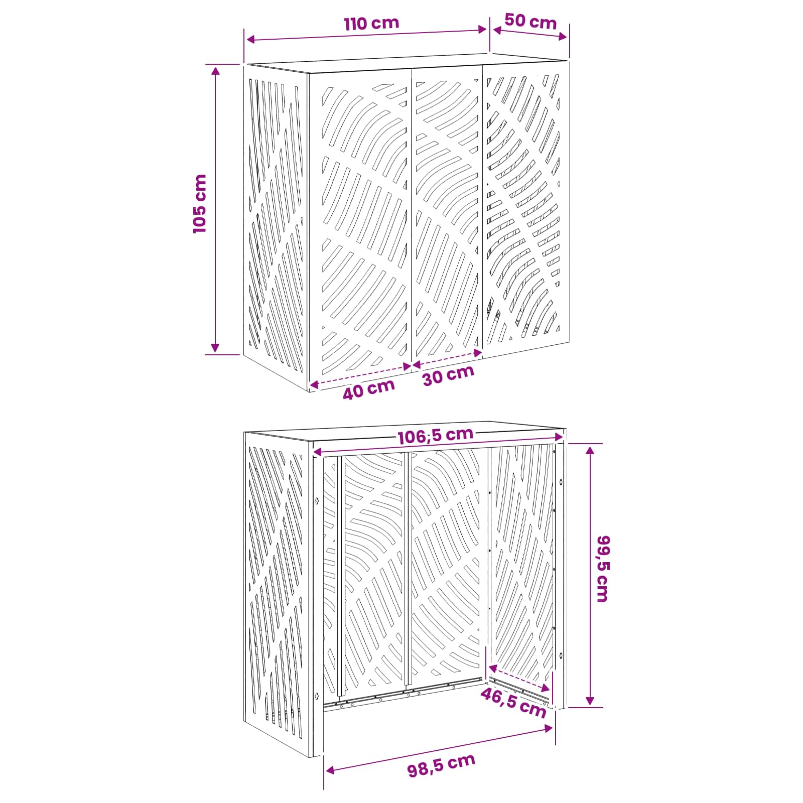 Κάλυμμα κλιματιστικού Λευκό 110 x 50 x 105 εκ Ατσάλι - Pakobazaar