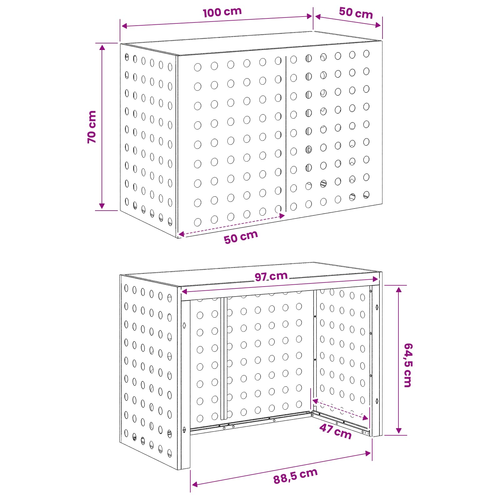 Κάλυμμα κλιματιστικού Ανθρακί 100 x 50 x 70 cm Ατσάλι