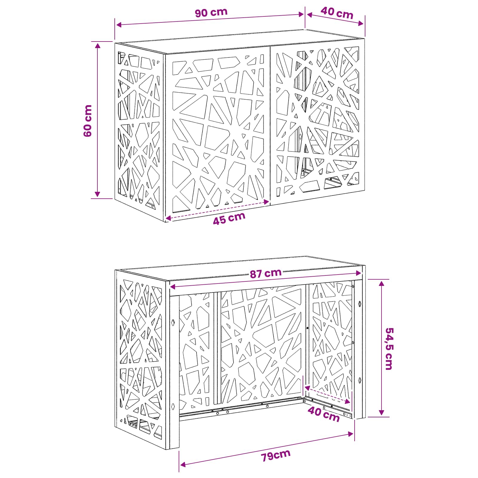 Κάλυμμα κλιματιστικού Λαδί 90 x 40 x 60 εκ Ατσάλι - Pakobazaar
