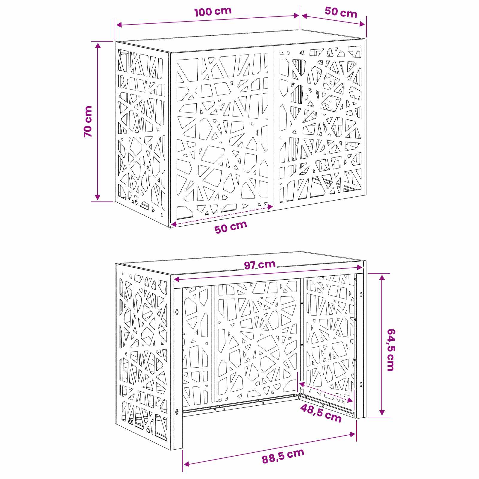 Κάλυμμα κλιματιστικού Μαύρο 100 x 50 x 70 cm Ατσάλι - Pakobazaar