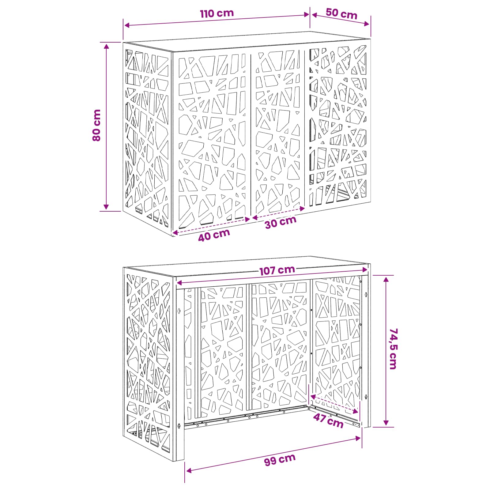 Κάλυμμα κλιματιστικού Μαύρο 110 x 50 x 80 cm Ατσάλι