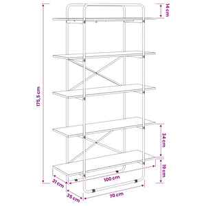 Ράφι Βιβλίων 5 επίπεδα 100 x 35 x 175,5 εκ. PB Artisan Δρυς - Pakobazaar