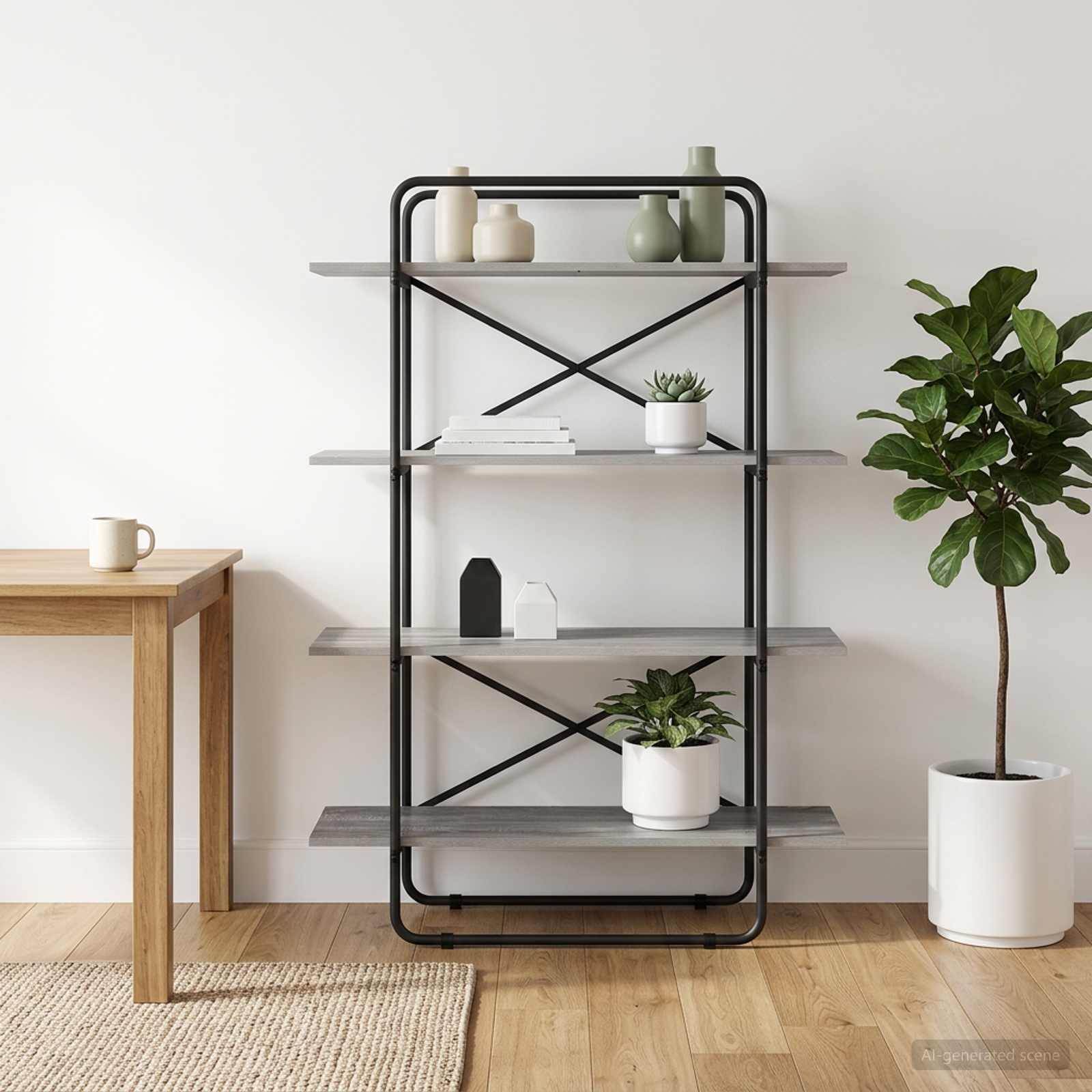 Ράφι Βιβλίων 4 επίπεδα 100 x 35 x 140 εκ. PB Γκρι Sonoma - Pakobazaar