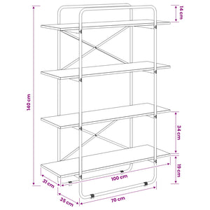 Ράφι Βιβλίων 4 επίπεδα 100 x 35 x 140 εκ. PB Γκρι Sonoma - Pakobazaar