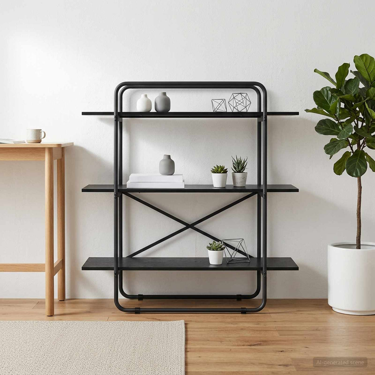 Ράφι Βιβλίων 3 επίπεδα 100 x 35 x 105 εκ. PB Μαύρη Δρυς - Pakobazaar