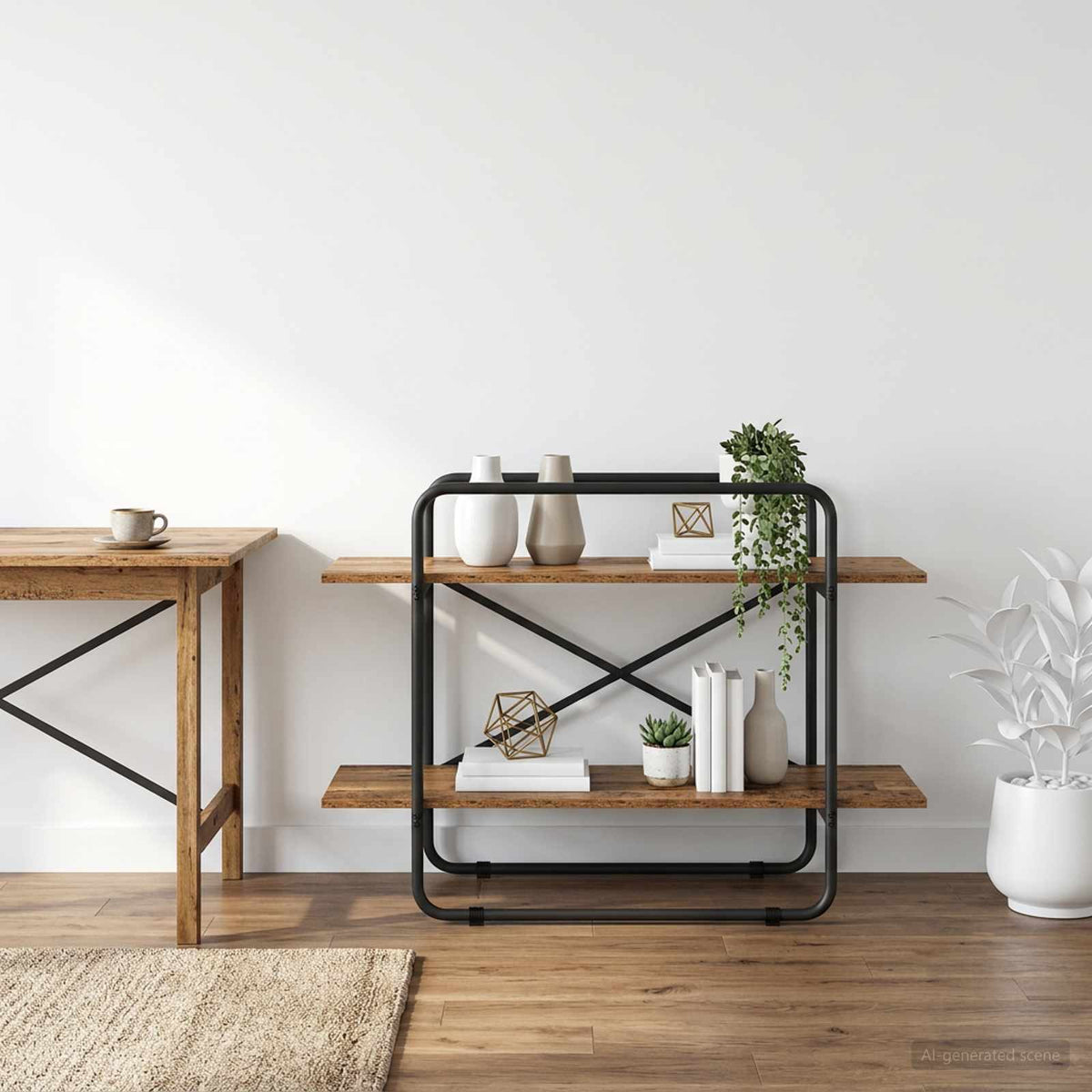 Ράφι Βιβλίων 2 επίπεδα 100 x 35 x 70 εκ. PB Ξύλο δρυός - Pakobazaar