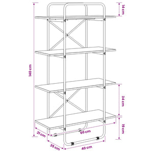 Ράφι Βιβλίων 4 επίπεδα 60 x 35 x 140 εκ. PB Μαύρη Δρυς - Pakobazaar