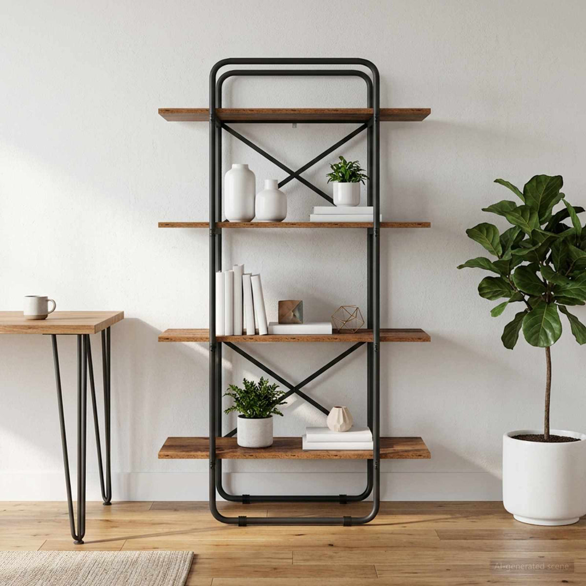 Ράφι Βιβλίων 4 επίπεδα 60 x 35 x 140 εκ. PB Ξύλο δρυός