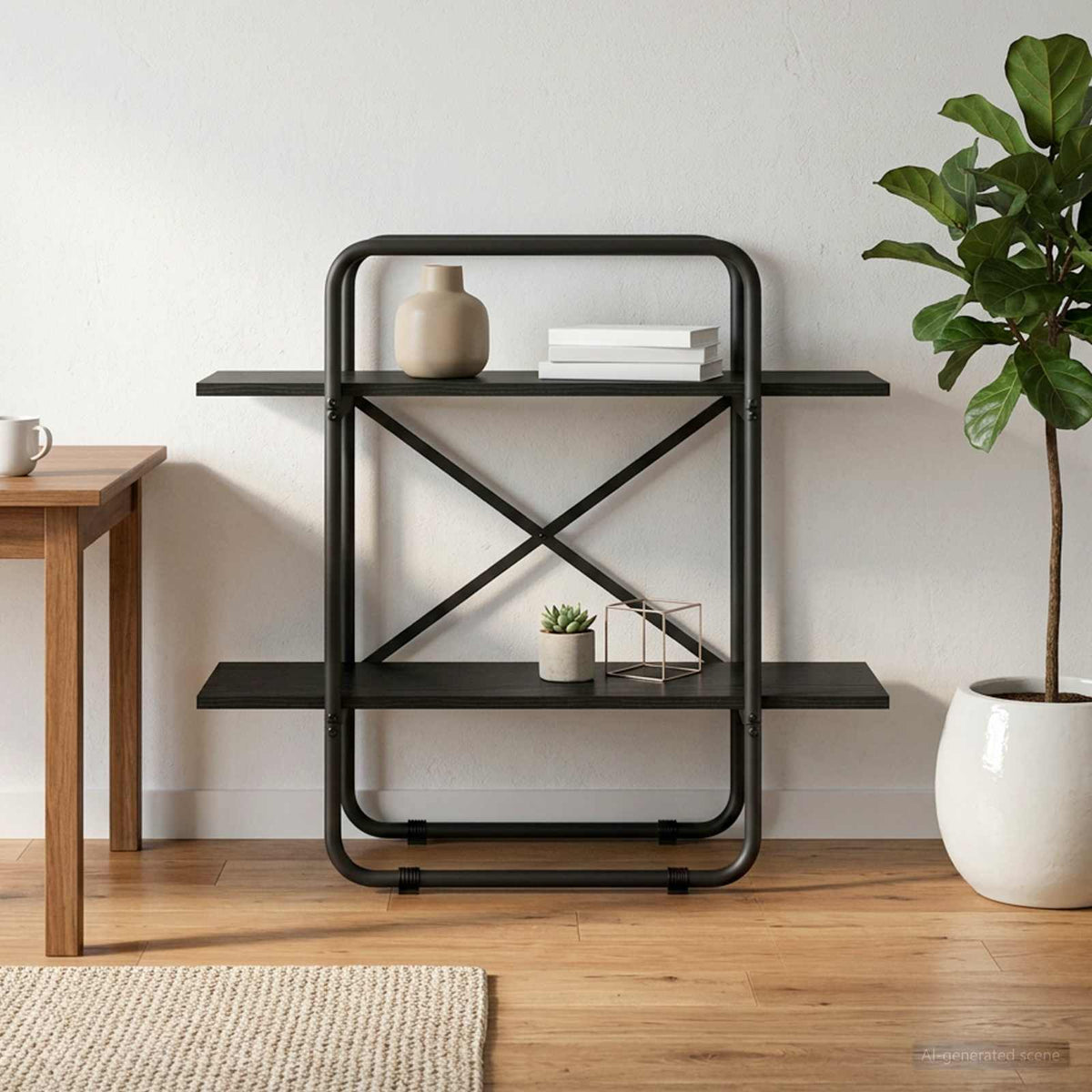Ράφι Βιβλίων 2 επίπεδα 60 x 35 x 70 cm PB Μαύρη Δρυς - Pakobazaar