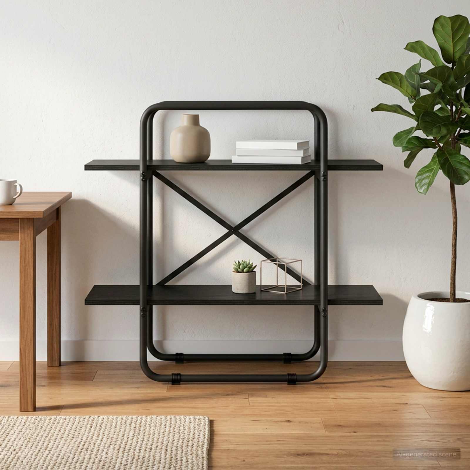 Ράφι Βιβλίων 2 επίπεδα 60 x 35 x 70 cm PB Μαύρη Δρυς - Pakobazaar