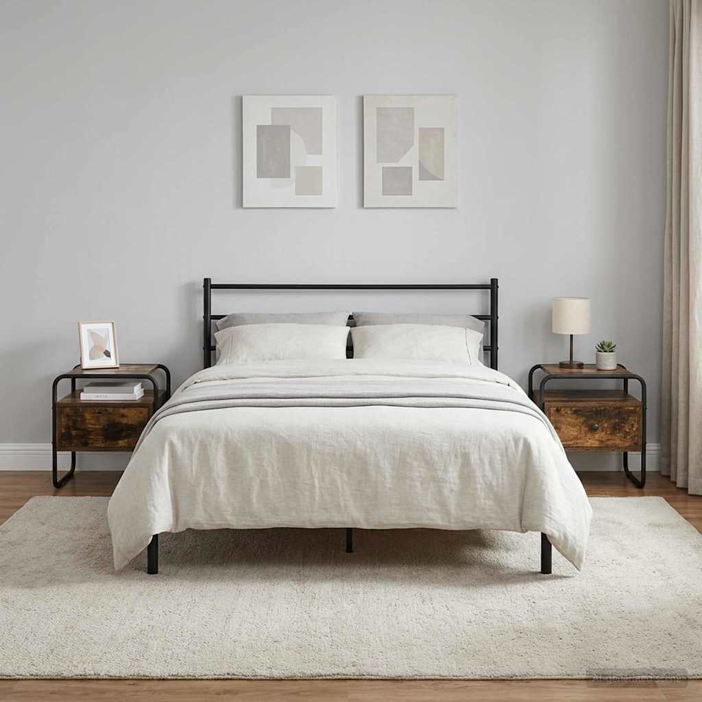 Κομοδίνο 2 τμχ. Καπνισμένο Ξύλο Δρυός 40 x 39,5 x 40 εκ