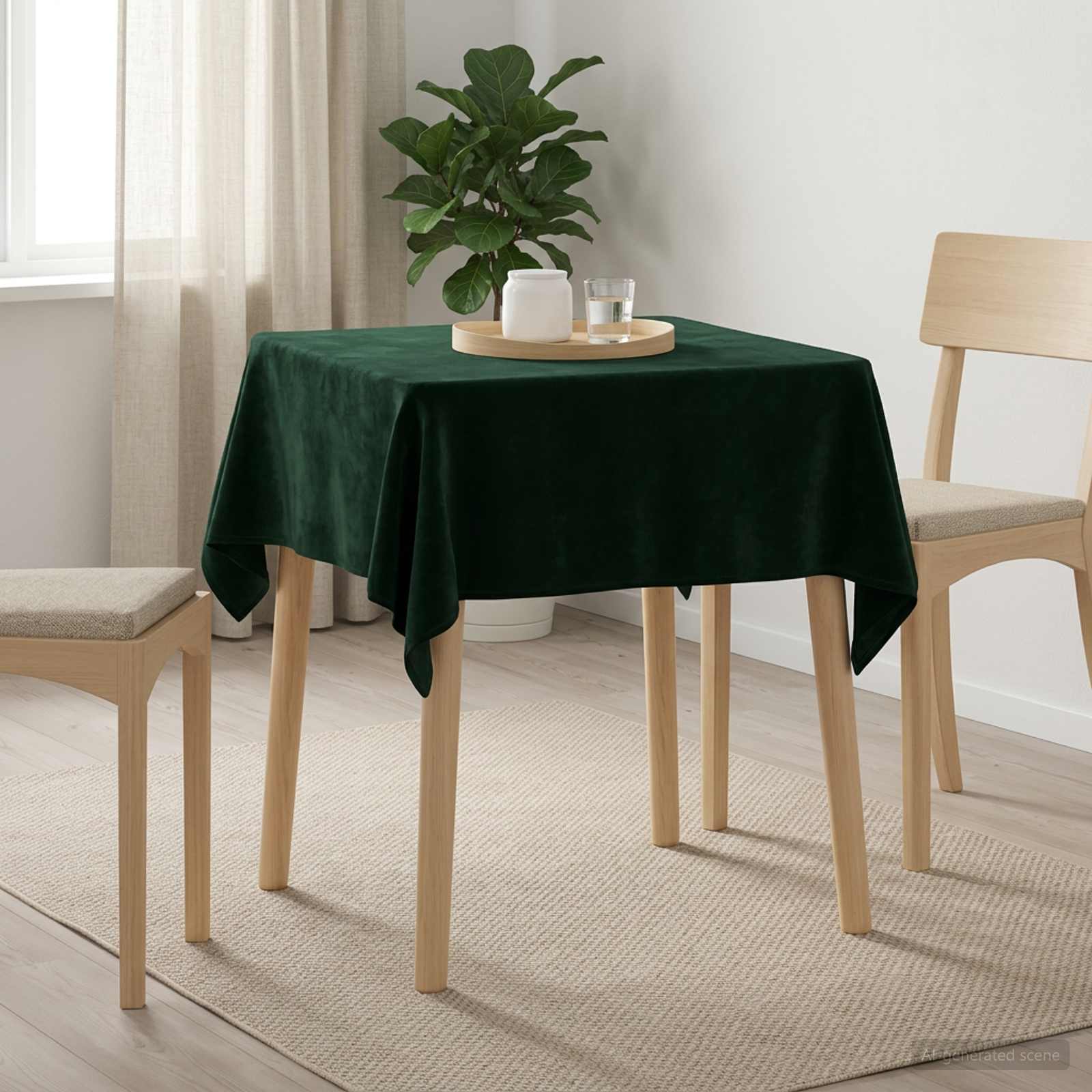Ύφασμα Τραπέζης 5 τμχ. Σκούρο Πράσινο 140 x 140 cm Πολυεστέρας
