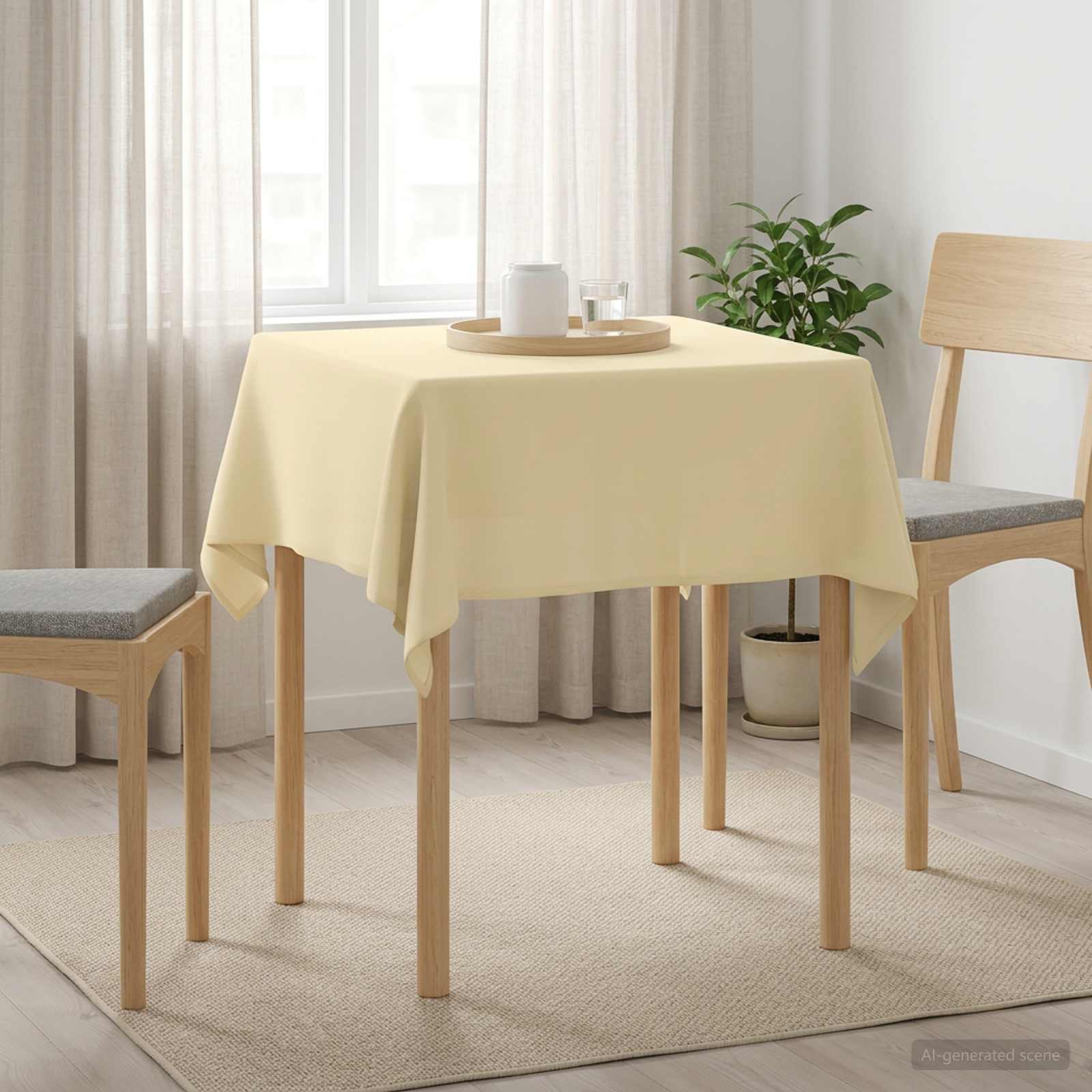 Ύφασμα Τραπέζης 5 τμχ. Λευκό κρεμ 90 x 90 cm Πολυεστέρας