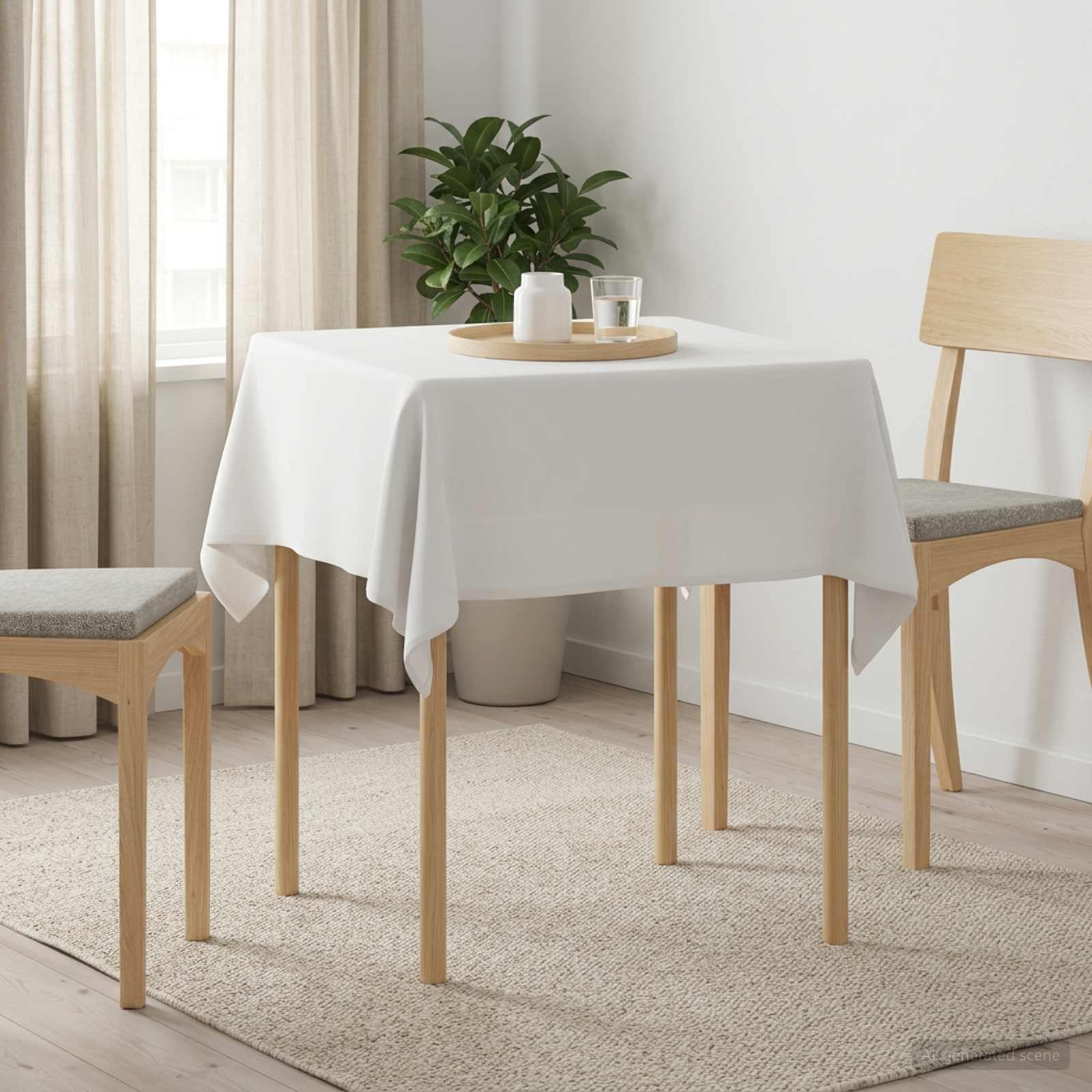 Ύφασμα Τραπέζης τετράγωνο Λευκό 140 x 140 cm Πολυεστέρας