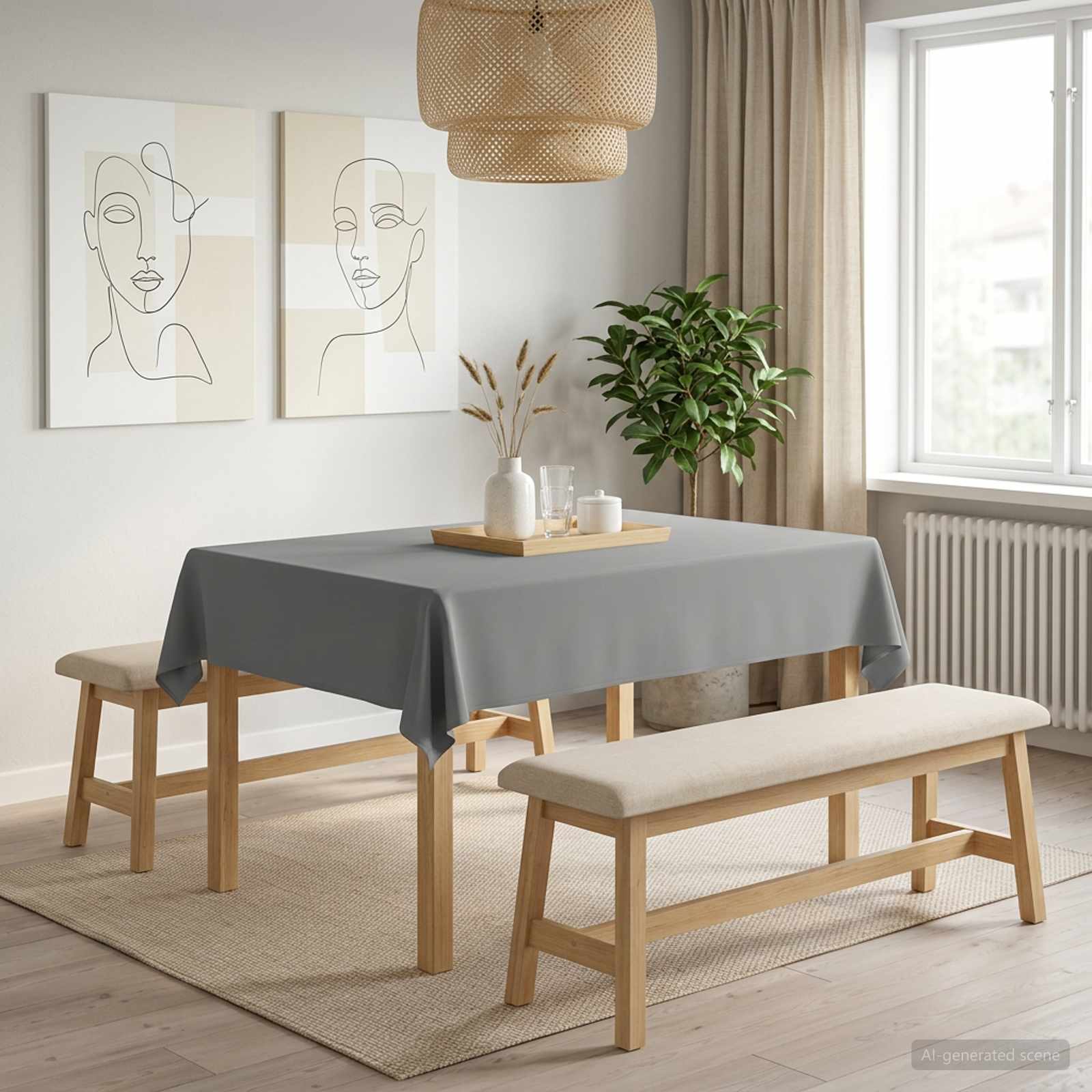 Ύφασμα Τραπέζης Ανοιχτό γκρι 140 x 160 cm Πολυεστέρας