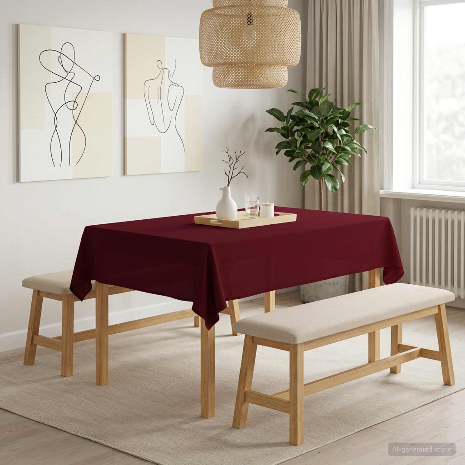 Ύφασμα Τραπέζης Ορθογώνιος Κόκκινο 140 x 160 cm Πολυεστέρας