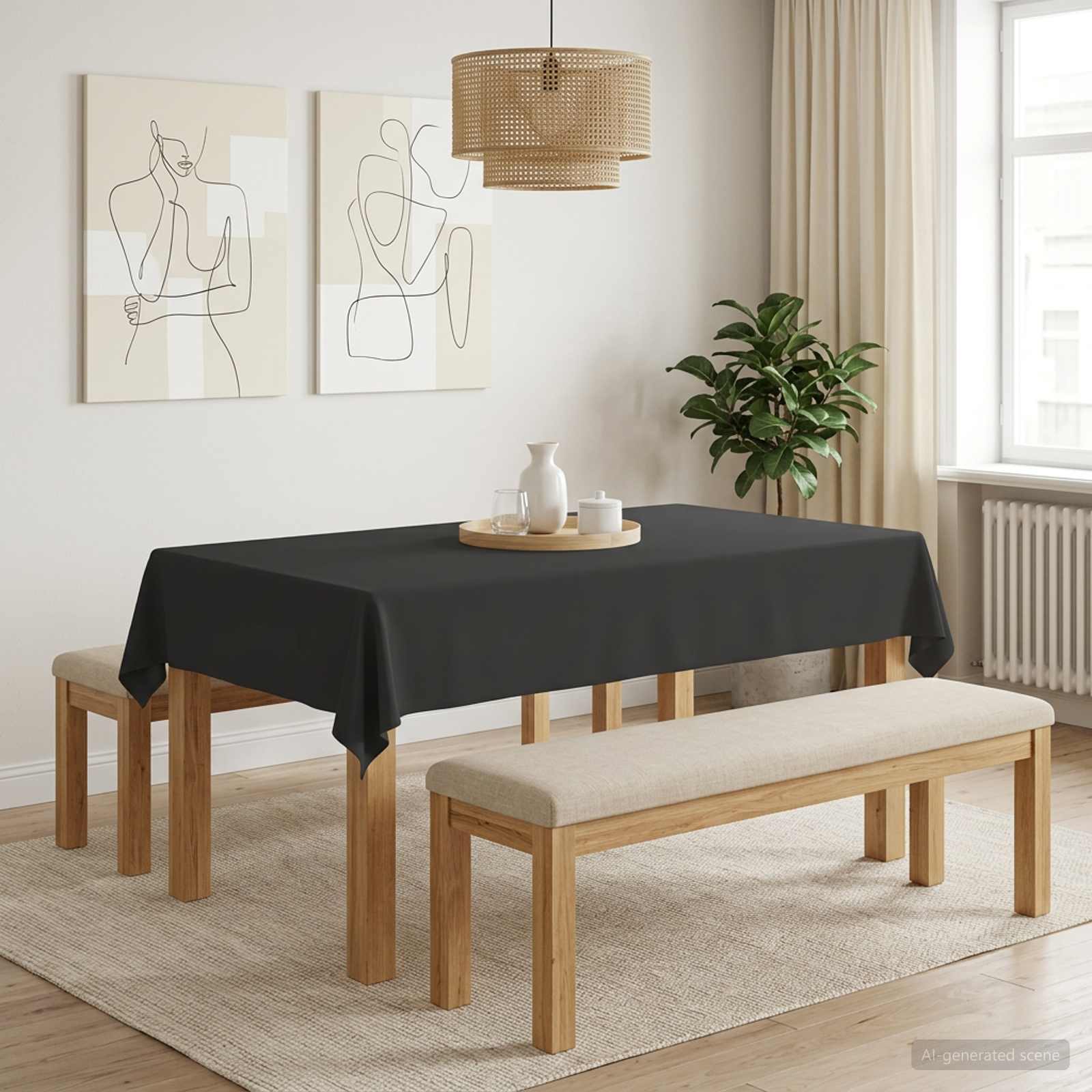 Ύφασμα Τραπέζης Ορθογώνιος Σκούρο Γκρι 140 x 260 cm Πολυεστέρας - Pakobazaar
