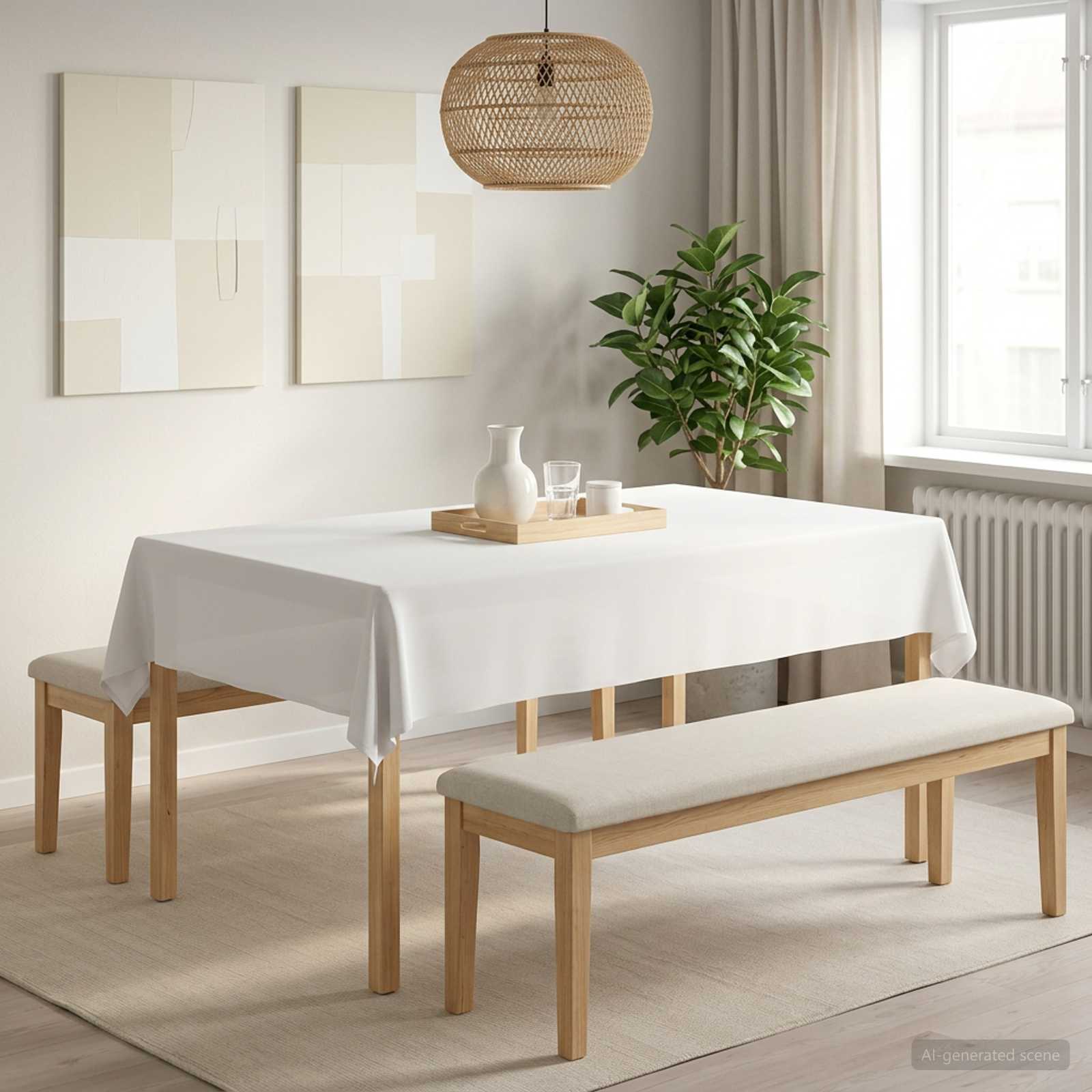 Ύφασμα Τραπέζης 5 τμχ. Λευκό 140 x 200 cm Πολυεστέρας