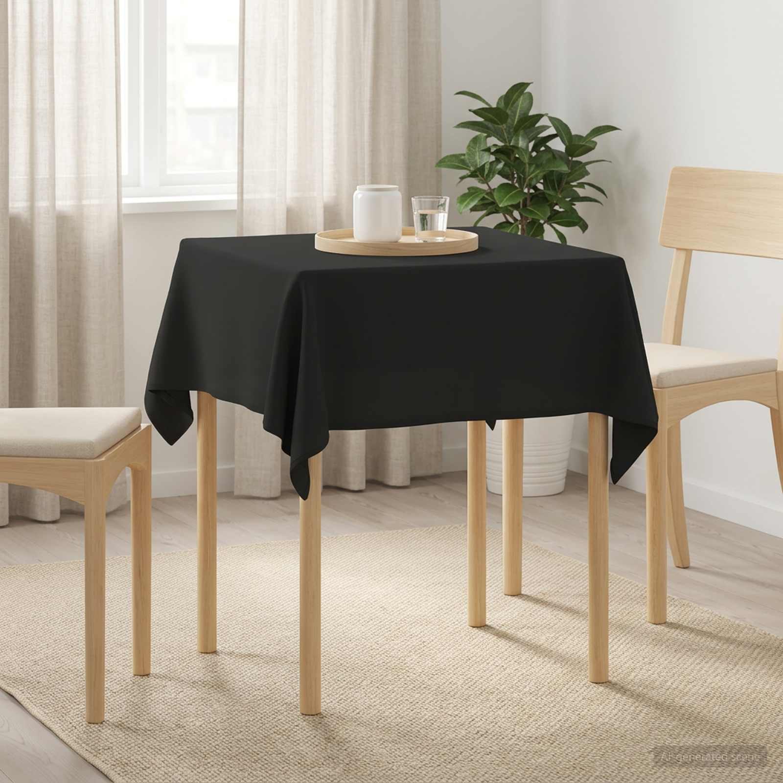 Ύφασμα Τραπέζης τετράγωνο Σκούρο Γκρι 140 x 140 cm Πολυεστέρας