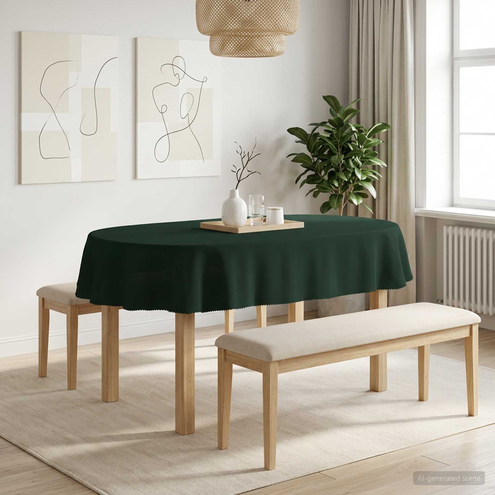 Ύφασμα Τραπέζης 5 τμχ. Σκούρο Πράσινο 160 x 220 cm Πολυεστέρας