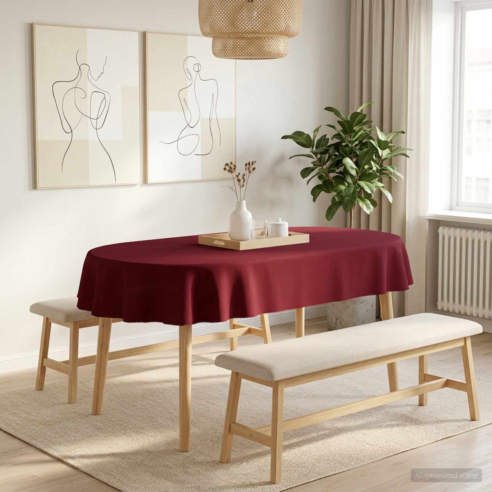 Ύφασμα Τραπέζης 5 τμχ. Ωοειδής Κόκκινο 160 x 220 cm Πολυεστέρας