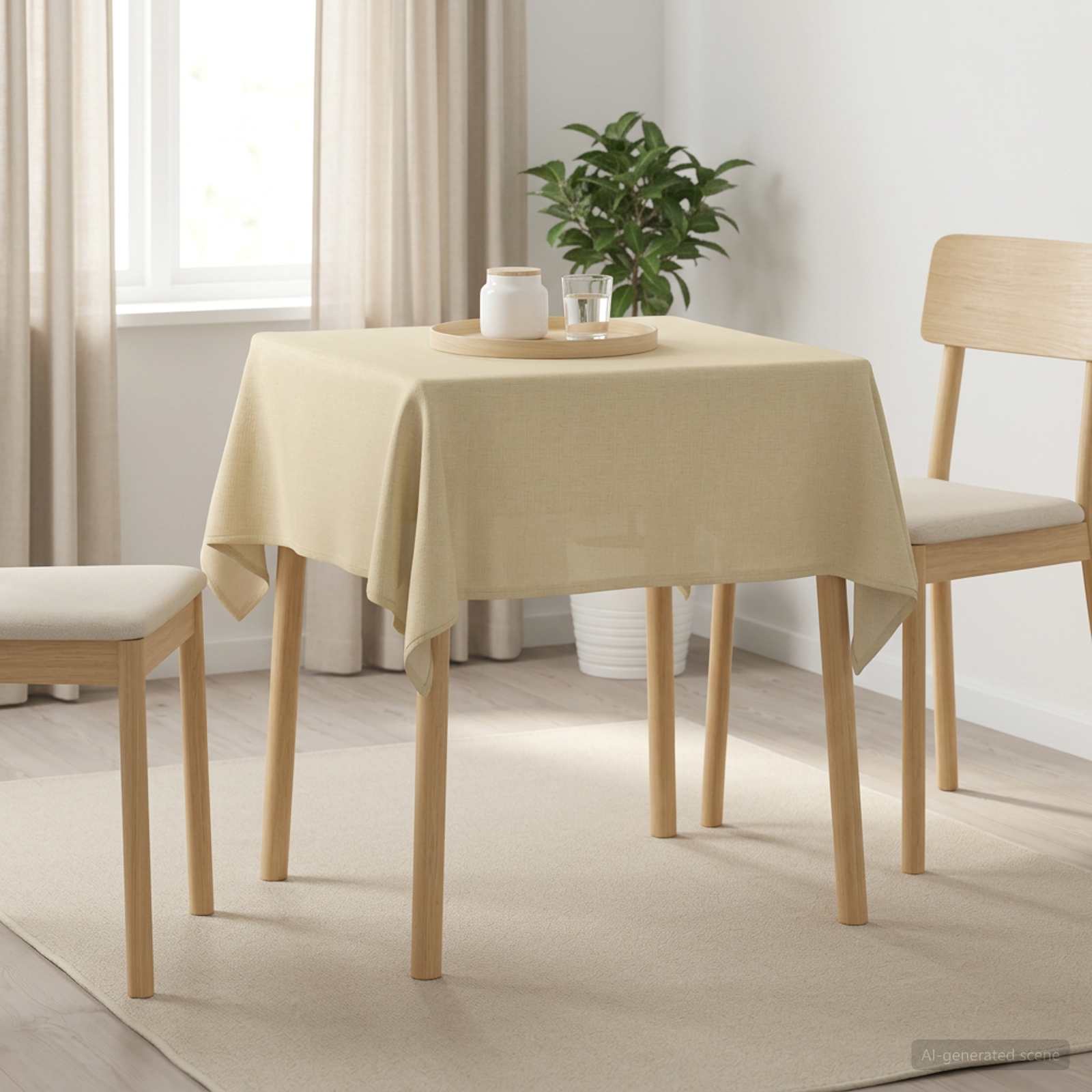 Ύφασμα Τραπέζης τετράγωνο Λευκό κρεμ 110 x 110 cm