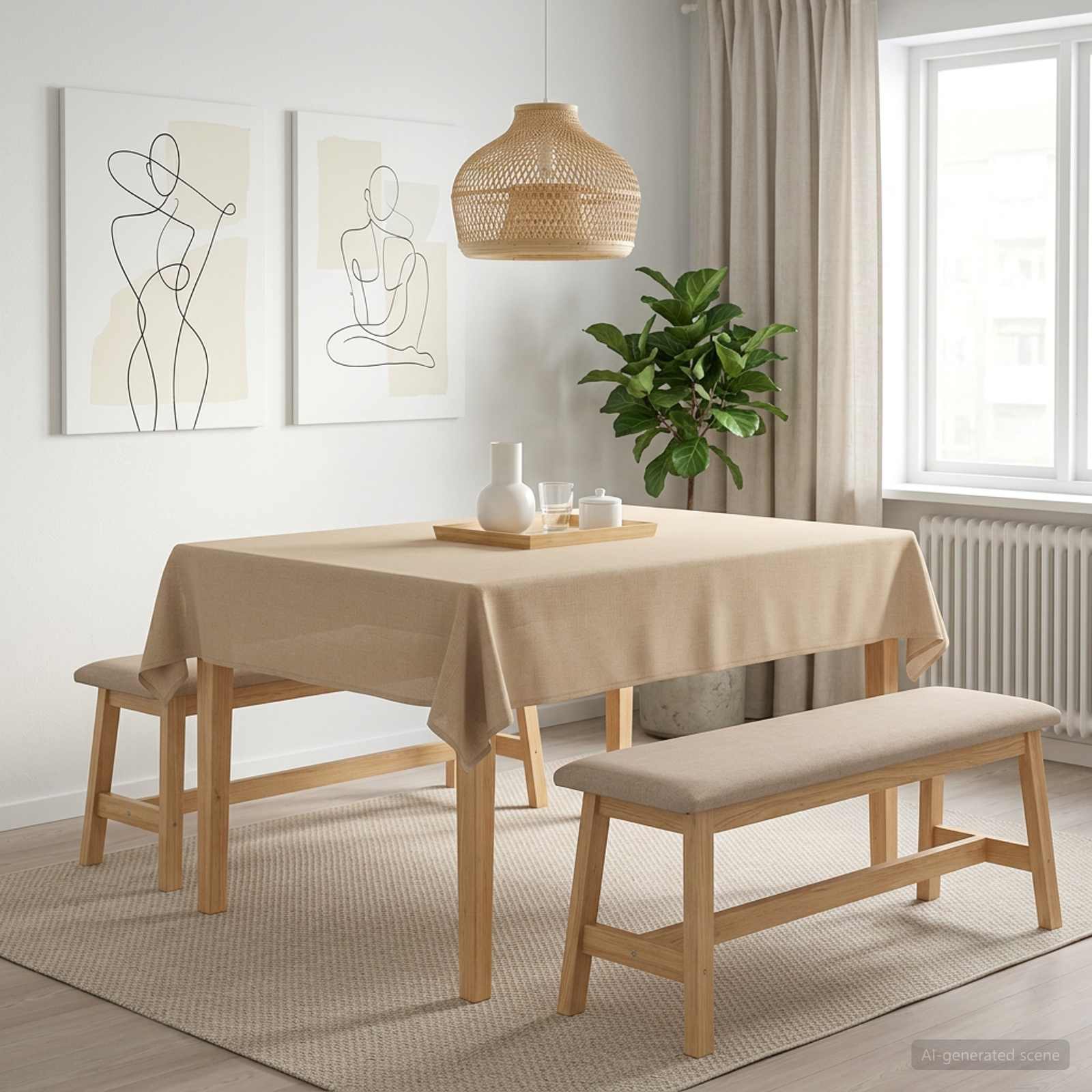 Ύφασμα Τραπέζης 5 τμχ. Ορθογώνιος Μπεζ 140 x 160 cm
