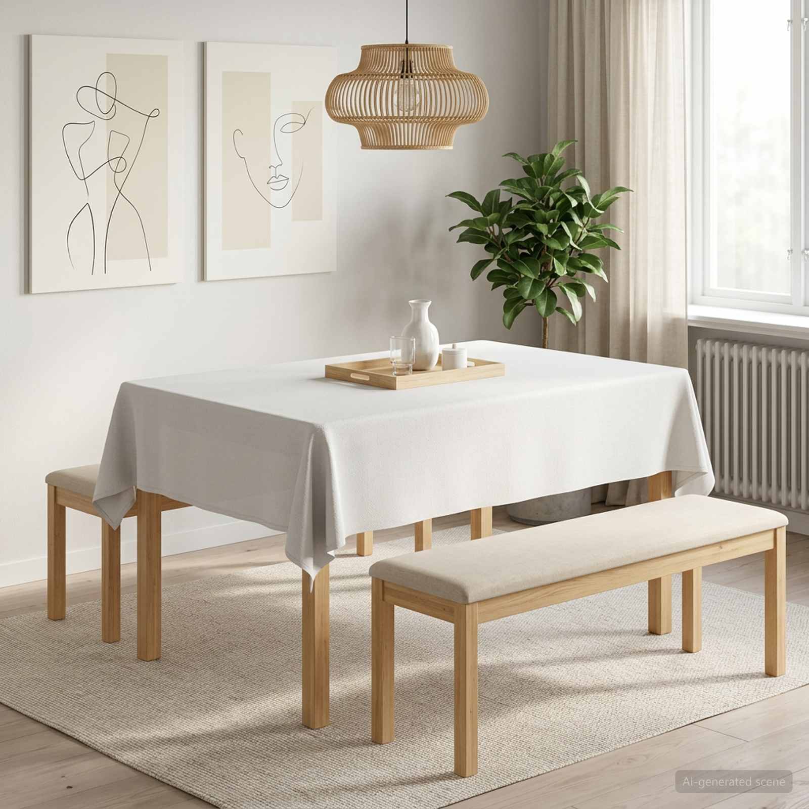 Ύφασμα Τραπέζης 5 τμχ. Ορθογώνιος Λευκό 140 x 180 εκ.