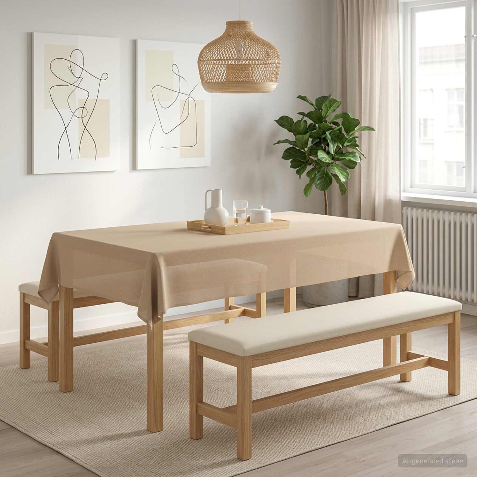Ύφασμα Τραπέζης Ορθογώνιος Μπεζ 140 x 200 cm