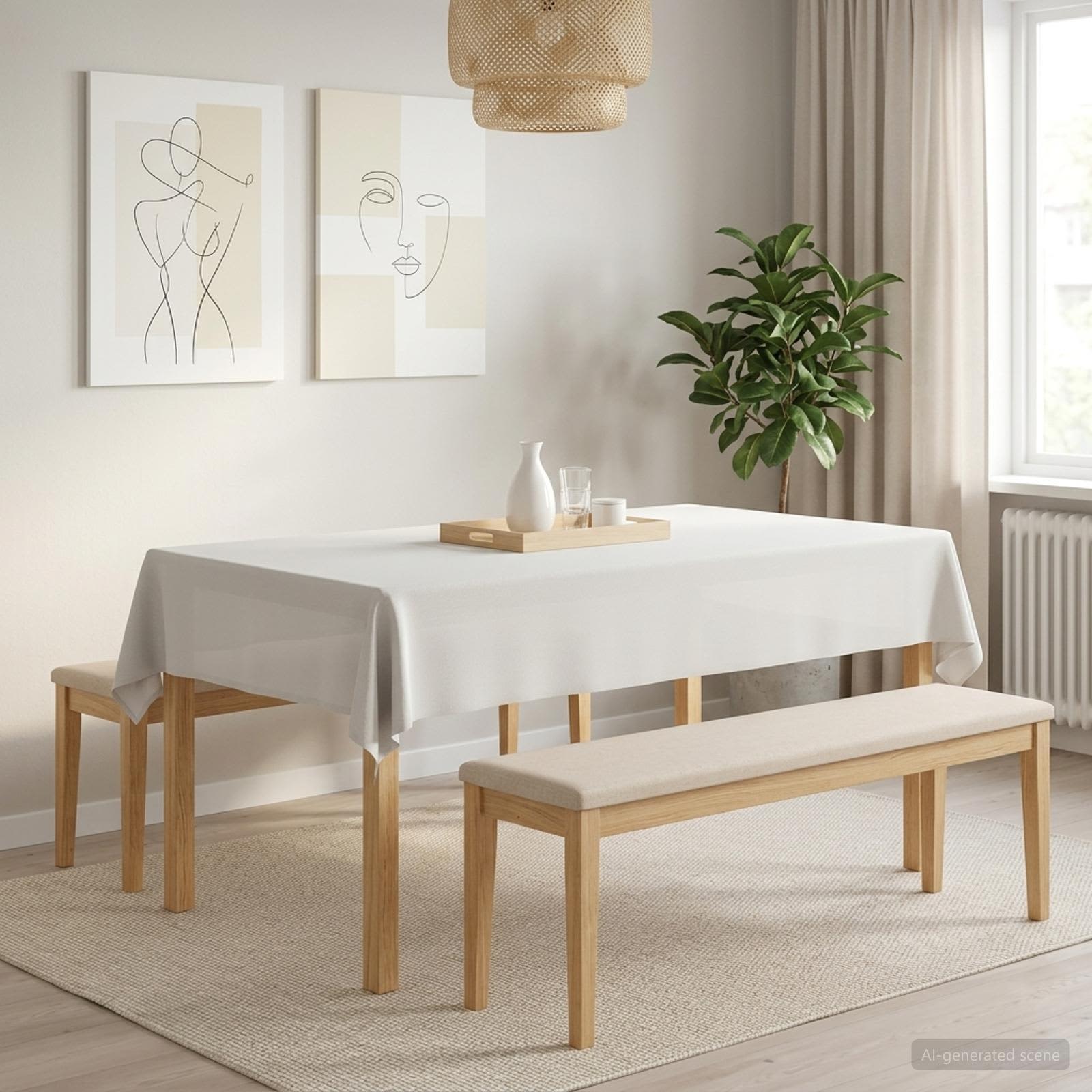 Ύφασμα Τραπέζης 5 τμχ. Ορθογώνιος Λευκό 140 x 260 cm
