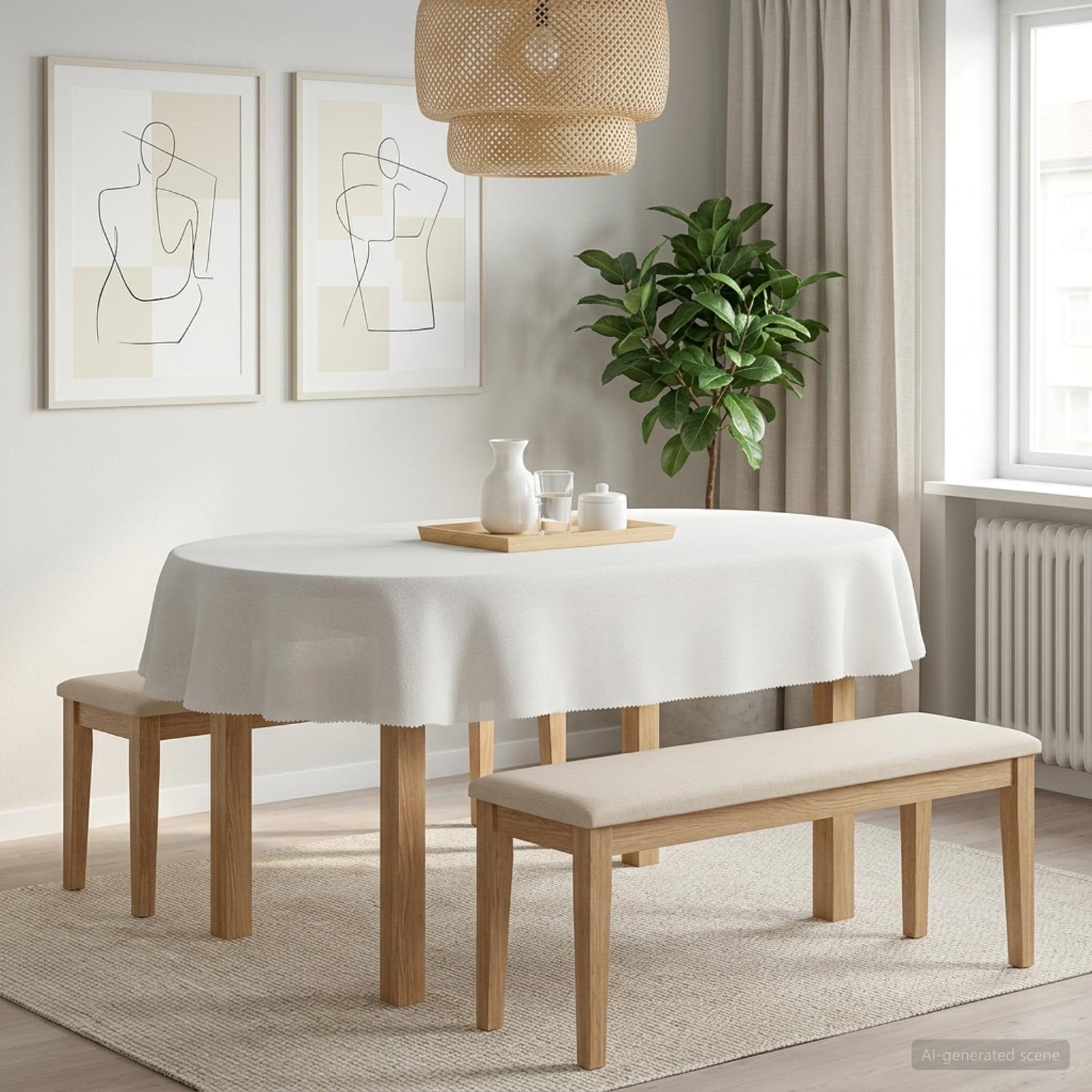 Ύφασμα Τραπέζης Ωοειδής Λευκό 160 x 220 cm