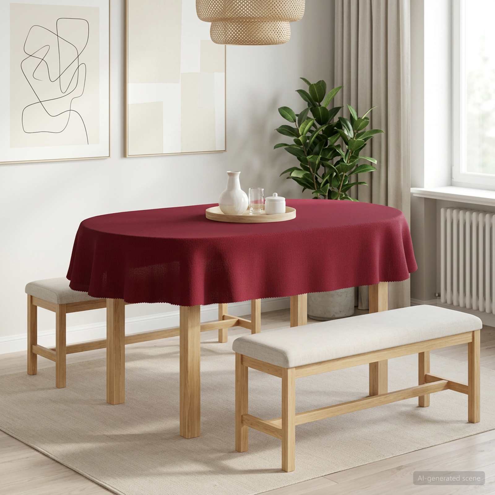 Ύφασμα Τραπέζης 5 τμχ. Ωοειδής Κόκκινο 130 x 220 εκ - Pakobazaar