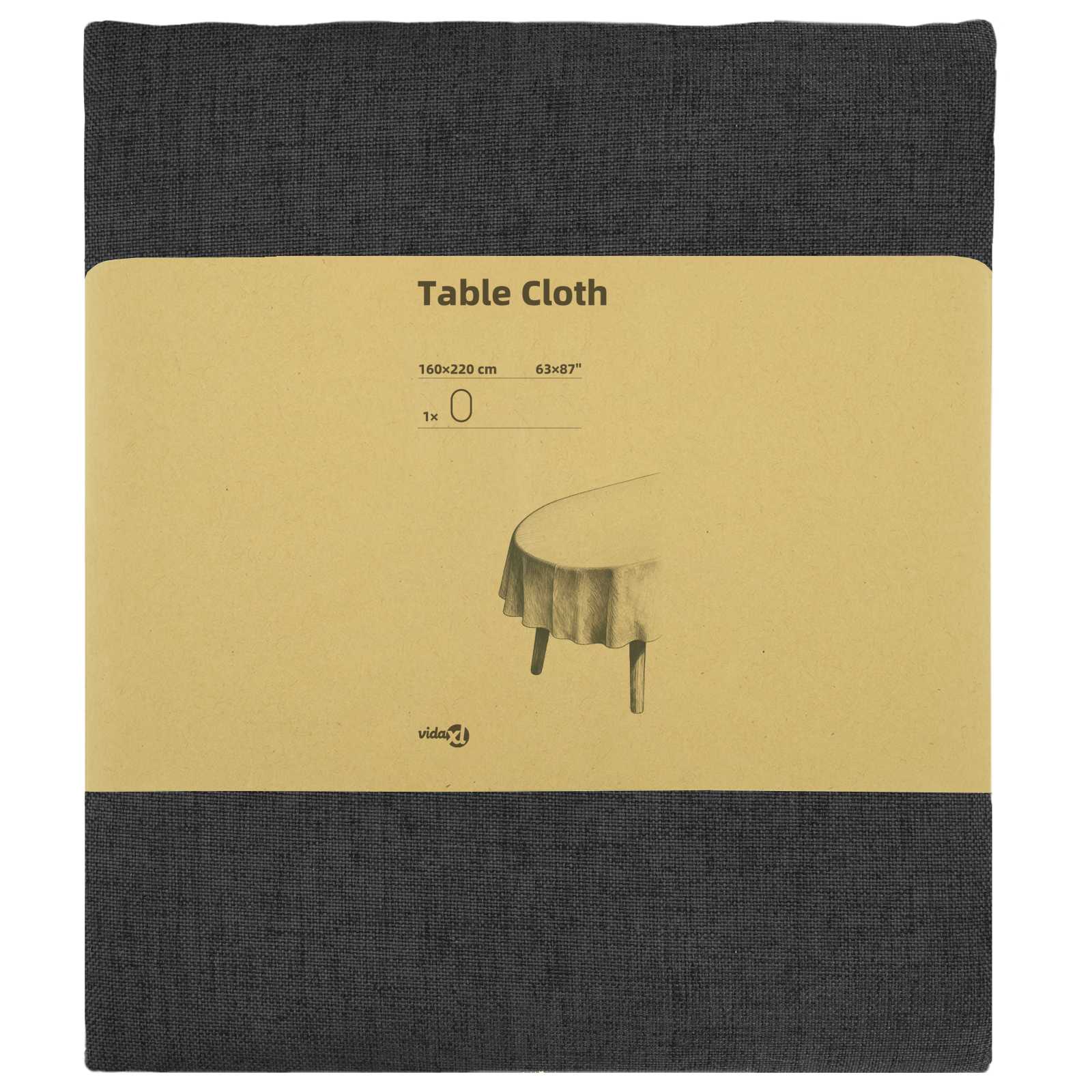 Ύφασμα Τραπέζης Ωοειδής Σκούρο Γκρι 160 x 220 cm