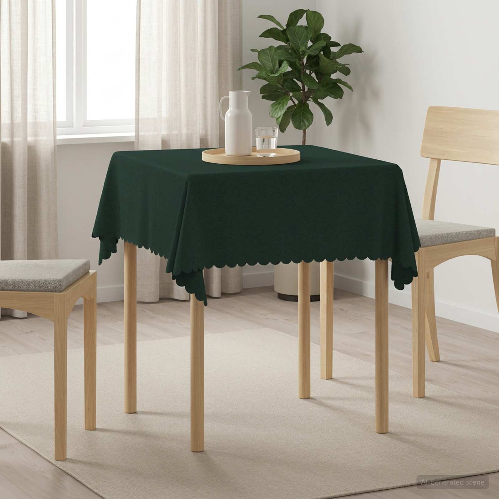 Ύφασμα Τραπέζης τετράγωνο Σκούρο Πράσινο 110 x 110 cm