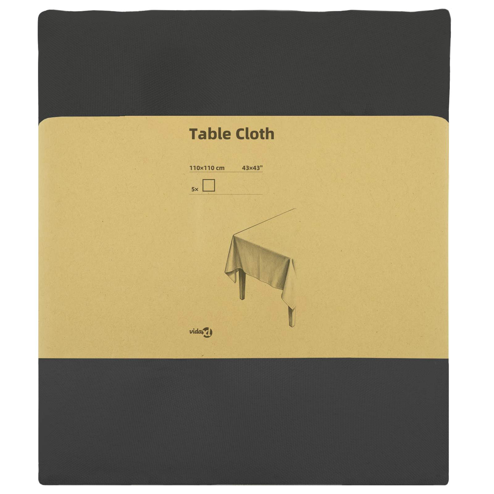 Ύφασμα Τραπέζης 5 τμχ. Σκούρο Γκρι 110 x 110 cm Πολυεστέρας