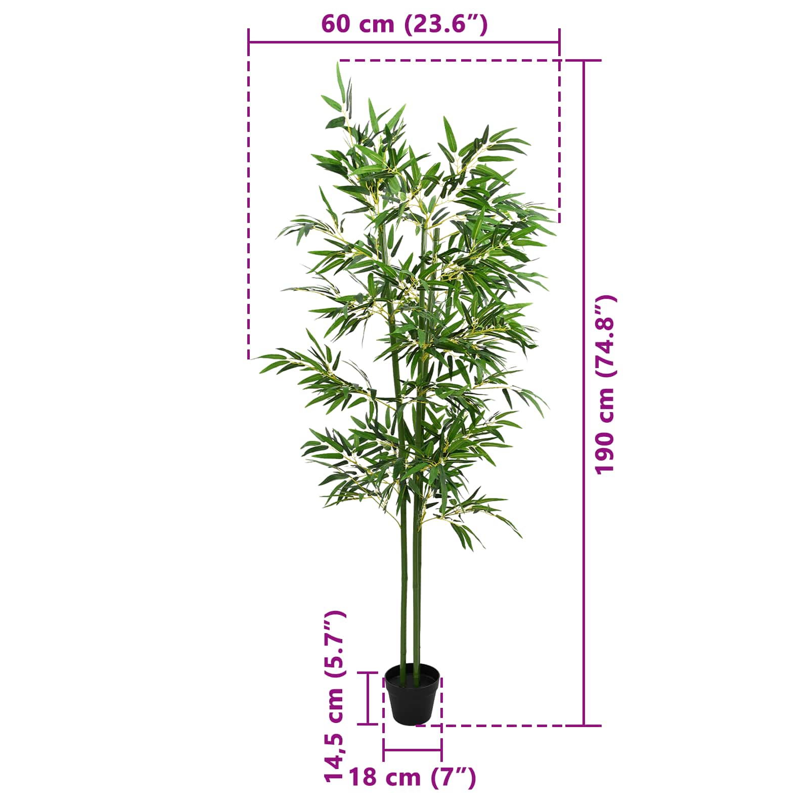 Τεχνητό Δέντρο Μπαμπού 4 pcs Πράσινο 60 x 18 x 190 εκ - Pakobazaar