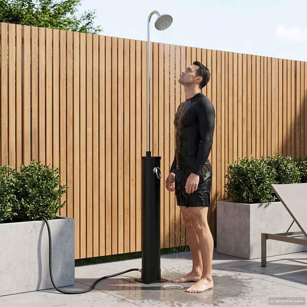 Ηλιακό ντους με κεφαλή ντους PVC, ABS, Κράμα ψευδαργύρου Μαύρο - Pakobazaar