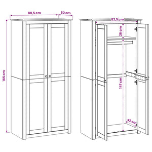 Ντουλάπι PANAMA Μέλι 88,5 x 50 x 185 cm Μασίφ Ξύλο Πεύκου - Pakobazaar