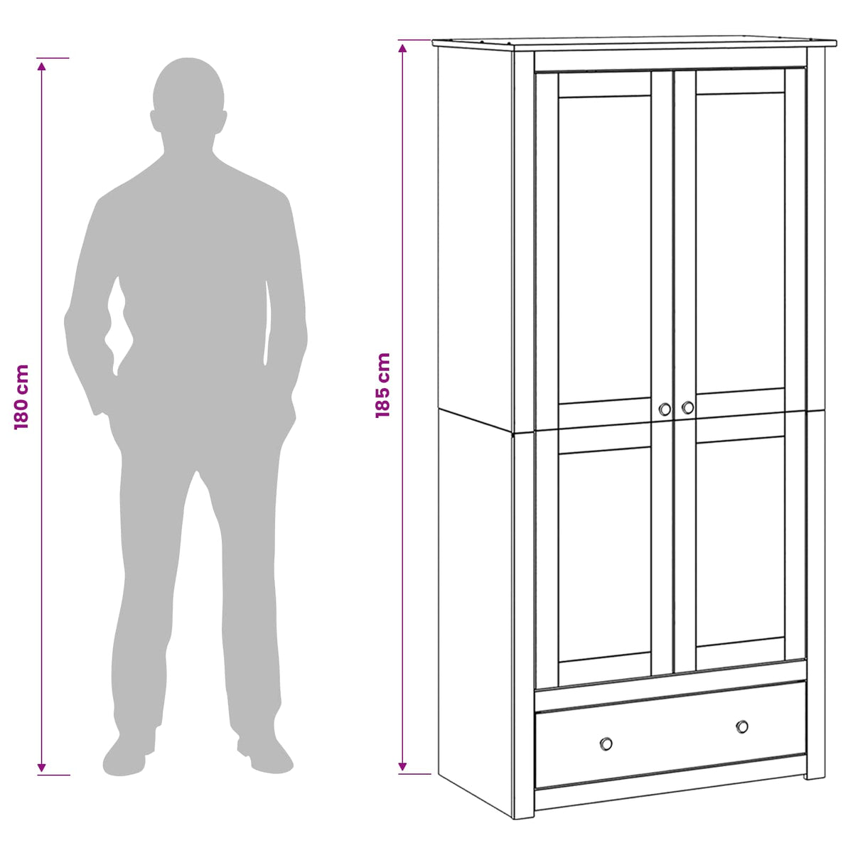 Ντουλάπι PANAMA Μέλι 88,5 x 50 x 185 cm Μασίφ Ξύλο Πεύκου - Pakobazaar
