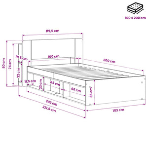 Σκελετός κρεβατιού με αποθήκευση Artisan Δρυς 100 x 200 cm - Pakobazaar
