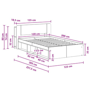 Σκελετός κρεβατιού με αποθήκευση Artisan Δρυς 120 x 200 cm - Pakobazaar