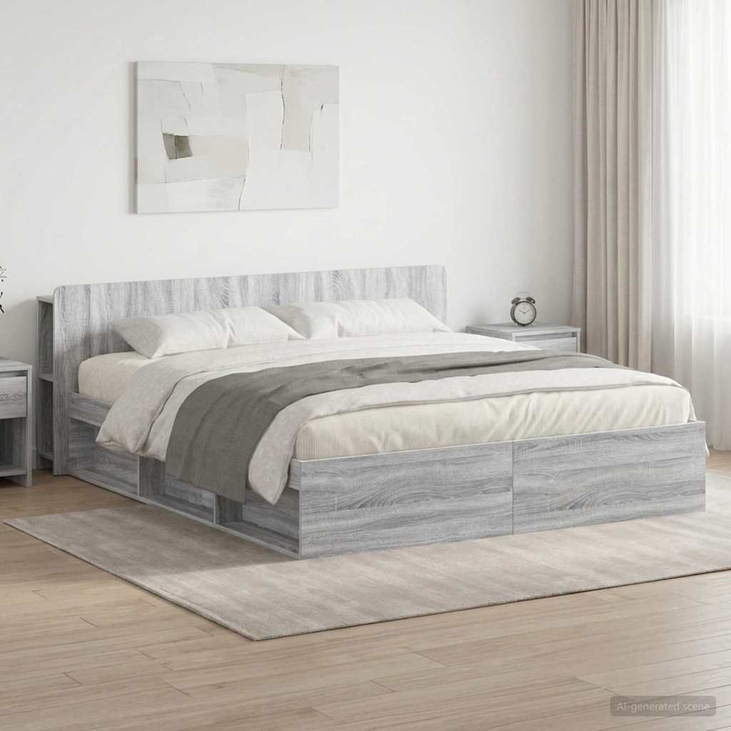 Σκελετός κρεβατιού με αποθήκευση Γκρι Sonoma 200 x 200 cm - Pakobazaar
