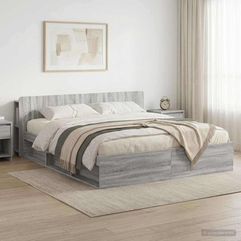 Σκελετός κρεβατιού με αποθήκευση Γκρι Sonoma 200 x 200 cm - Pakobazaar