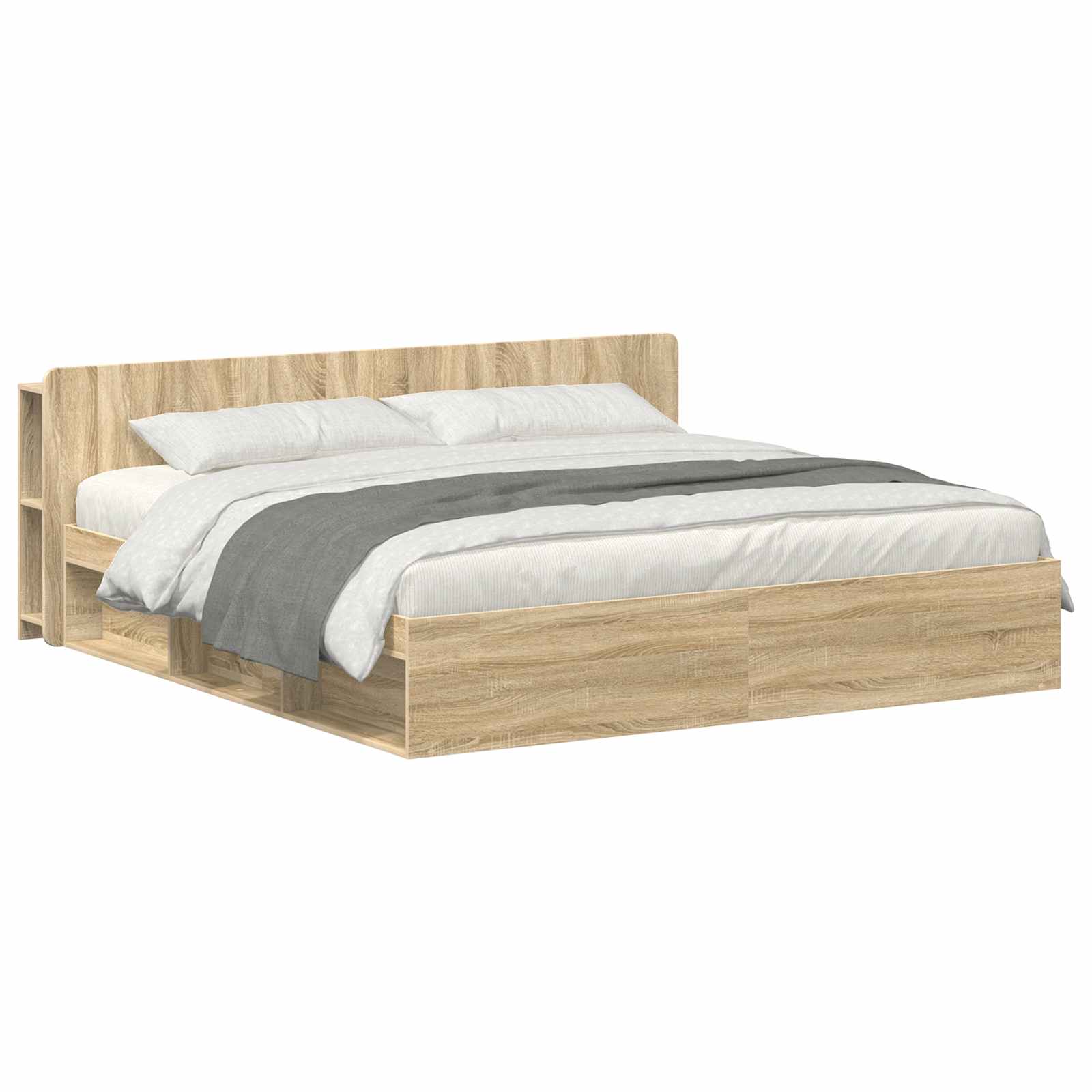 Σκελετός κρεβατιού με αποθήκευση Sonoma Δρυς 200 x 200 cm - Pakobazaar